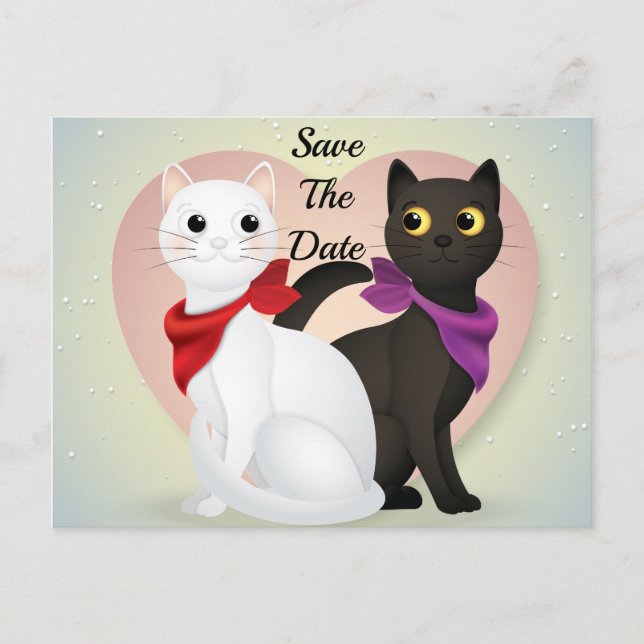 Niedlicher Cartoon Cat Couple Postkarte (Vorderseite)