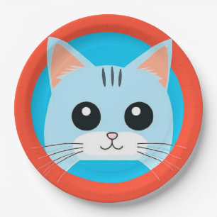 Niedlicher Cartoon Cat Face Pappteller