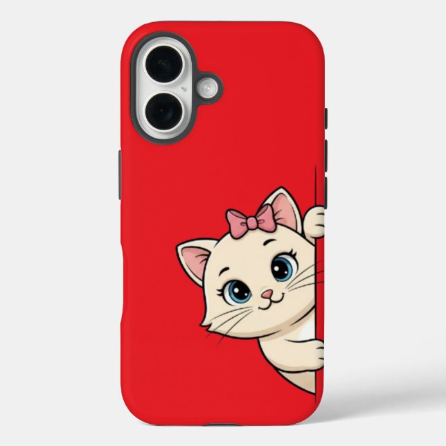 Niedlicher Cartoon Cat Flüchtige Blick iPhone 16 F Case-Mate iPhone Hülle (Rückseite)