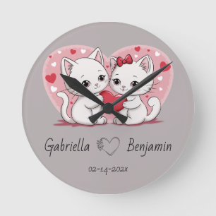 Niedlicher Cartoon Cat Lovers Herzlich Willkommen Runde Wanduhr