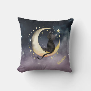 Niedlicher Cartoon Cat on Moon Kissen