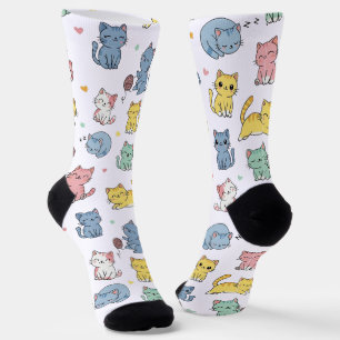 Niedlicher Cartoon Cat Pattern Crew Socken