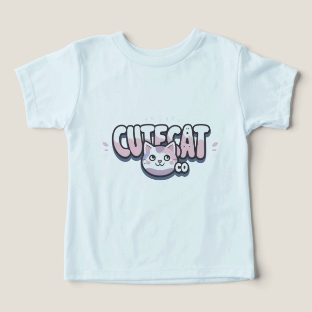 Niedlicher Cartoon Cat T - Shirt (Design Vorderseite)