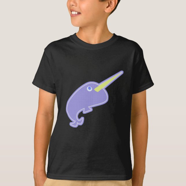 Niedlicher Cartoon-Charakter Narwhal-Design T-Shirt (Vorderseite)