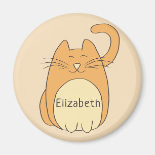 Niedlicher Cartoon Chat-Add-Name  Beige Magnet