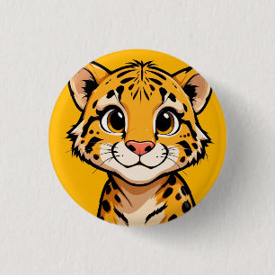 Niedlicher Cartoon Cheetah Cub Illustration Button