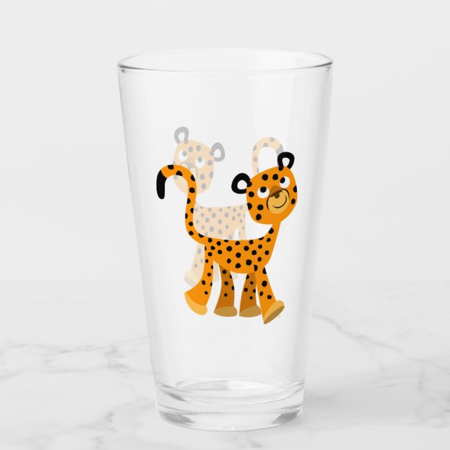 Niedlicher Cartoon Cheetah Glas (Vorderseite)