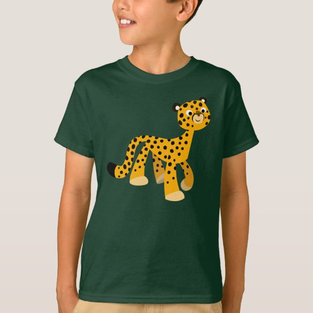 Niedlicher Cartoon Cheetah Kinder T - Shirt (Vorderseite)