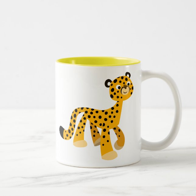 Niedlicher Cartoon Cheetah Zweifarbige Tasse (Rechts)