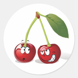 Niedlicher Cartoon Cherry Obstaufkleber Runder Aufkleber