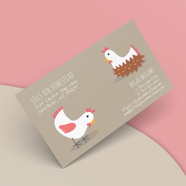 Niedlicher Cartoon Chicken Hen Business Card Visitenkarte (Von Creator hochgeladen)