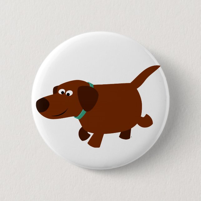 Niedlicher Cartoon Chocolate Labrador Button Abzei (Vorderseite)