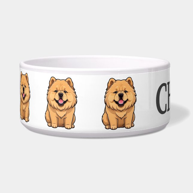 Niedlicher Cartoon Chow Chow Puppy personalisieren Napf (Links)