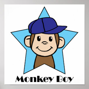 Niedlicher Cartoon Clip Art Happy Monkey in Star w Poster