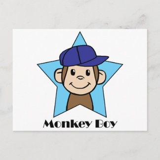 Niedlicher Cartoon Clip Art Happy Monkey in Star w Postkarte