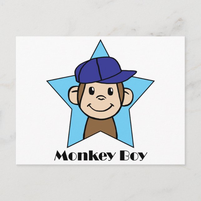 Niedlicher Cartoon Clip Art Happy Monkey in Star w Postkarte (Vorderseite)