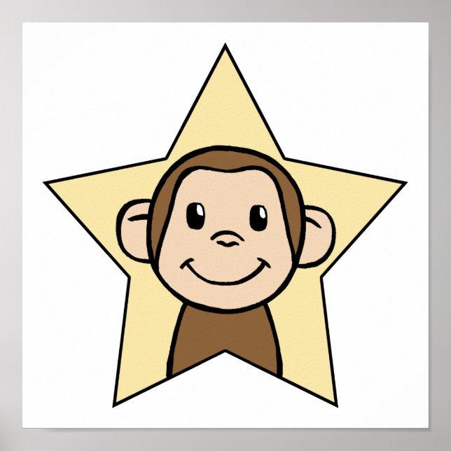 Niedlicher Cartoon Clip Art Monkey mit Grinsen Smi Poster (Vorne)