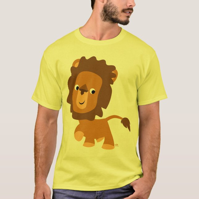 Niedlicher Cartoon Content Lion T - Shirt (Vorderseite)