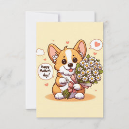 Niedlicher Cartoon Corgi mit Daisies Happy Mother Karte