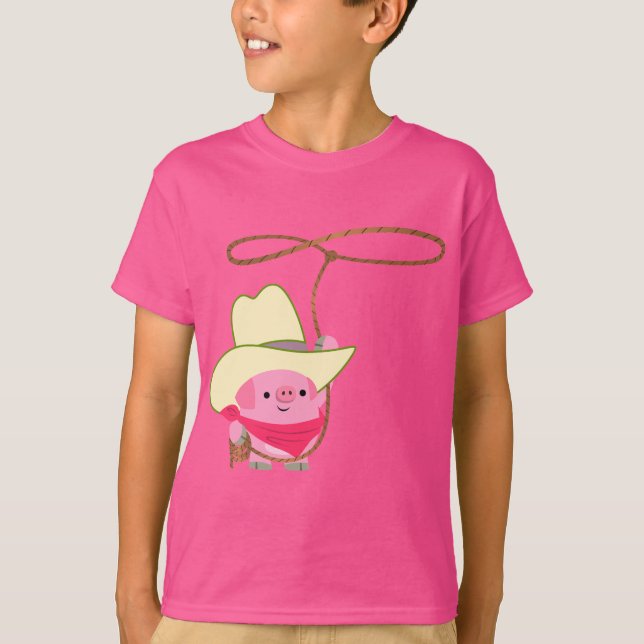 Niedlicher Cartoon Cowboy Ping mit Lariat Kinder T T-Shirt (Vorderseite)