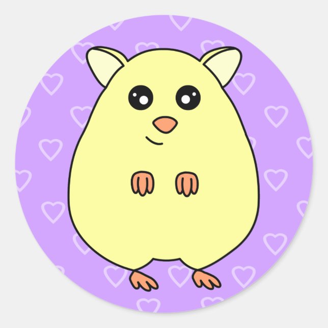 Niedlicher Cartoon Creme Hamster Lila Stickers (Vorderseite)