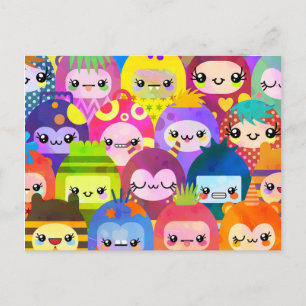 Niedlicher Cartoon Crowded Kawaii Monster Kid Grou Postkarte