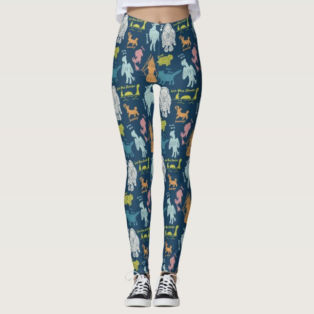 Niedlicher Cartoon Cryptids Cryptozoology Guide Leggings (Vorderseite)