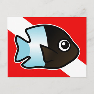 Niedlicher Cartoon Damselfish Tauchflagge Postkarte