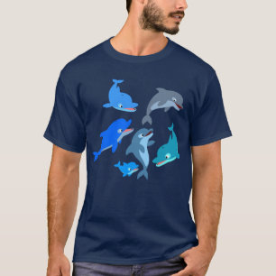 Niedlicher Cartoon-Delphin-Hülsen-T - Shirt