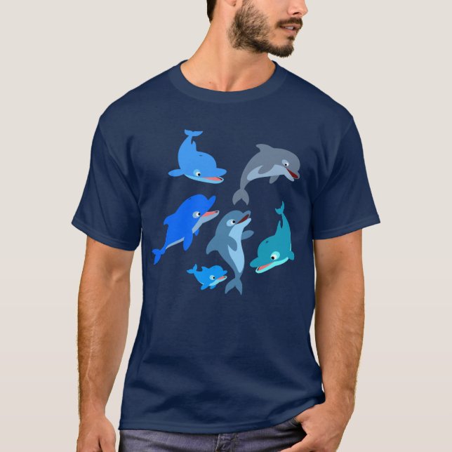 Niedlicher Cartoon-Delphin-Hülsen-T - Shirt (Vorderseite)