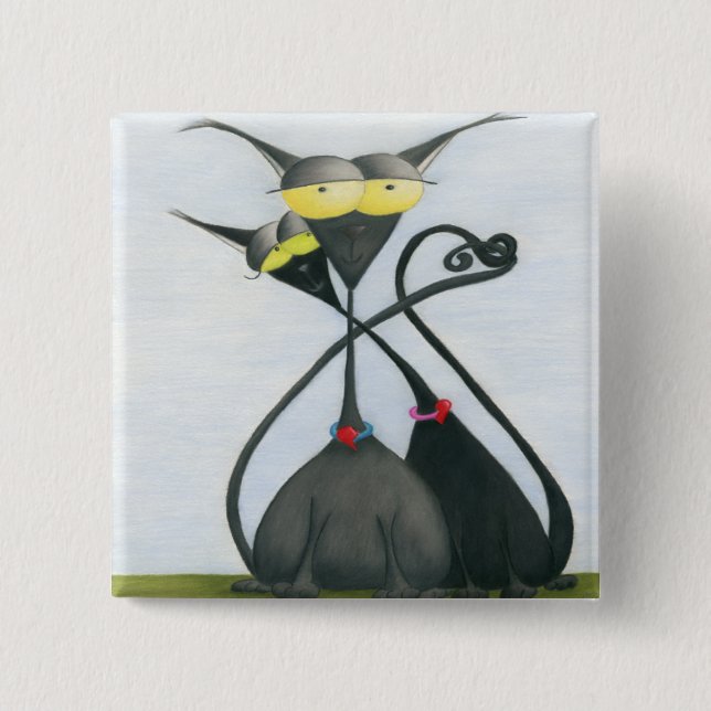 Niedlicher Cartoon der Katze Button (Vorderseite)