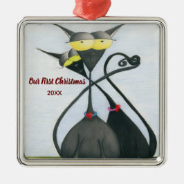 Niedlicher Cartoon der Katze Ornament Aus Metall