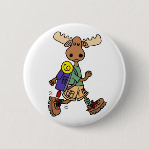 Niedlicher Cartoon der Moose Hiker Button