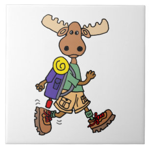 Niedlicher Cartoon der Moose Hiker Fliese