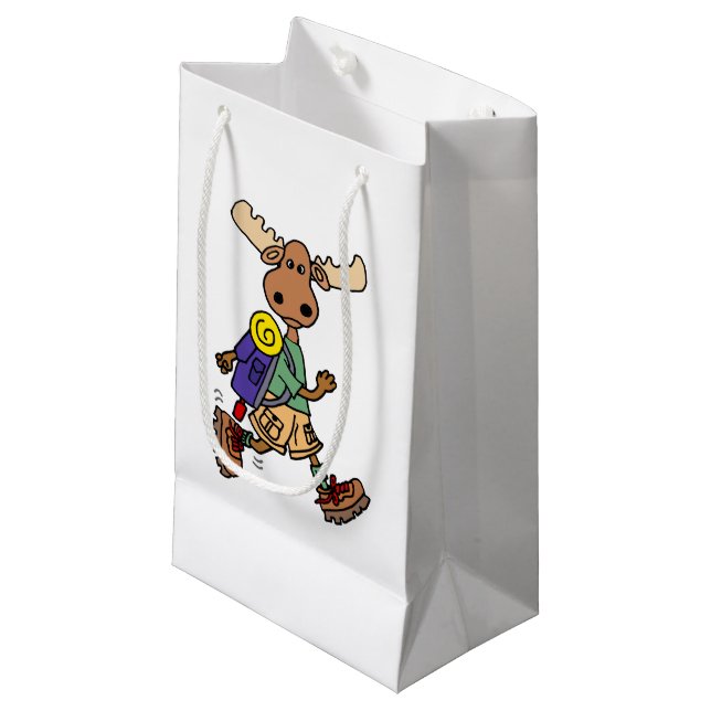 Niedlicher Cartoon der Moose Hiker Kleine Geschenktüte (Vorderseite Schrägansicht)