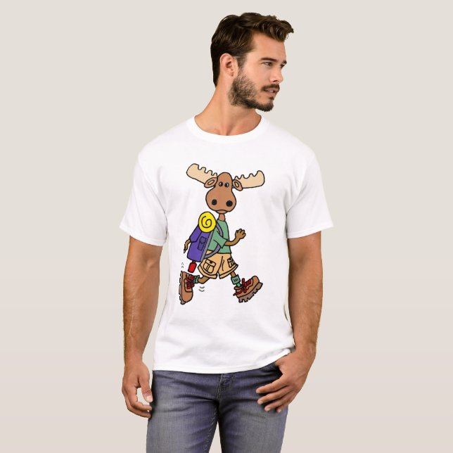 Niedlicher Cartoon der Moose Hiker T-Shirt (Vorne ganz)