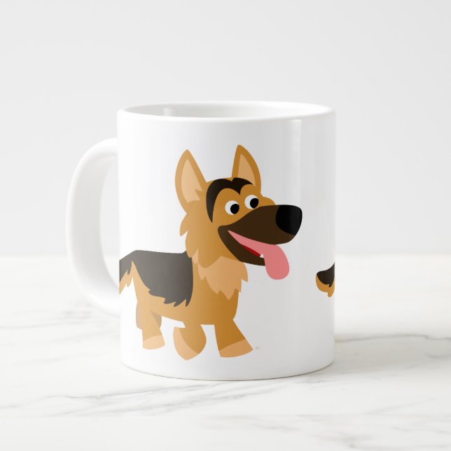 Niedlicher Cartoon Deutsche Schäferhund Dog Jumbo  Jumbo-Tasse (Vorderseite Links)