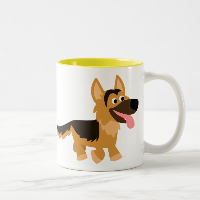 Niedlicher Cartoon Deutsche Schäferhunde Tasse (Rechts)