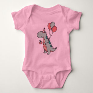 Niedlicher Cartoon Dinosaur Geburtstagsdesign Baby Strampler