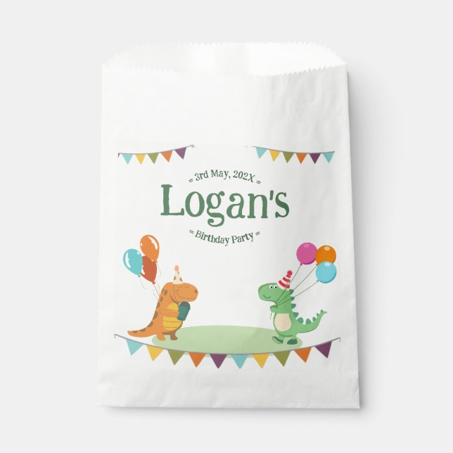 Niedlicher Cartoon Dinosaur Geburtstagsparty Geschenktütchen (Vorderseite)