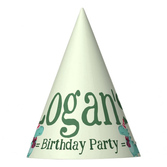 Niedlicher Cartoon Dinosaur Geburtstagsparty Partyhütchen (Vorderseite)