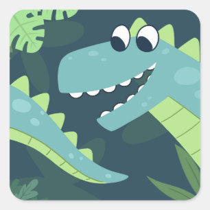 Niedlicher Cartoon Dinosaur Kinder Quadratischer Aufkleber