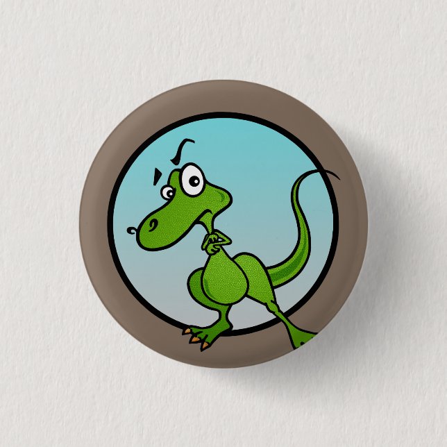NIEDLICHER CARTOON DINOSAUR RUNDSCHALTER BUTTON (Vorderseite)