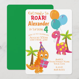 Niedlicher Cartoon Dinosaur Themenpartys Einladung