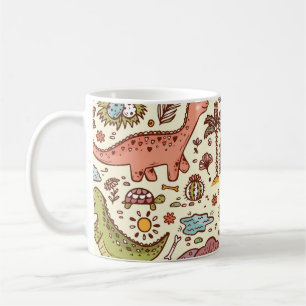 Niedlicher Cartoon Dinosaur Vintages Muster Kaffeetasse