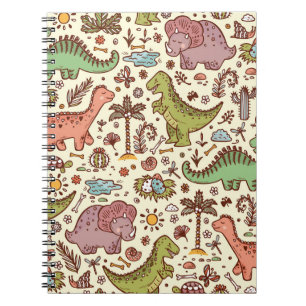 Niedlicher Cartoon Dinosaur Vintages Muster Notizblock