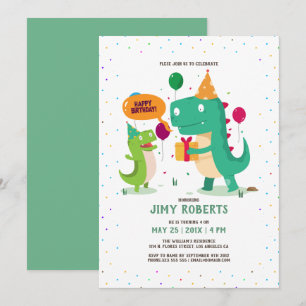 Niedlicher Cartoon Dinosaurier Kinder Happy Birthd Einladung