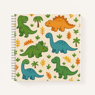 Niedlicher Cartoon Dinosaurier mit Blätter - Fun P Notizbuch