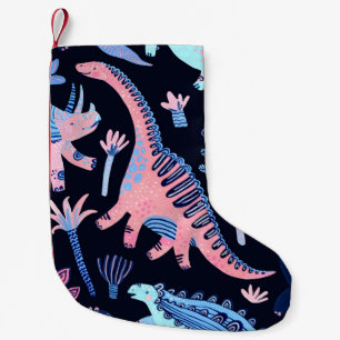 Niedlicher Cartoon Dinosaurier-Muster. Kleiner Weihnachtsstrumpf