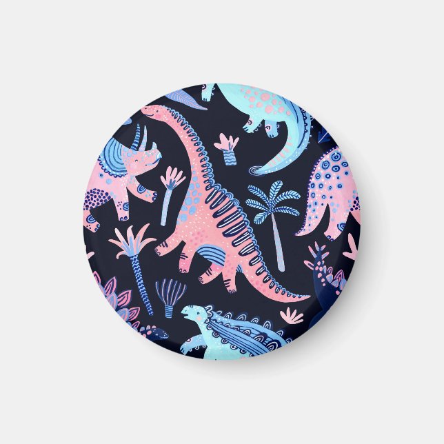 Niedlicher Cartoon Dinosaurier-Muster. Magnet (Vorne)